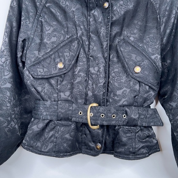 Vintage Huitieme Jacket Japan Black Paisley Snow Ski Style Puffer Belted Cropped - Picture 4 of 13